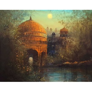 A. Q. Arif, 22 x 28 Inch, Oil on Canvas, Cityscape Painting, AC-AQ-419